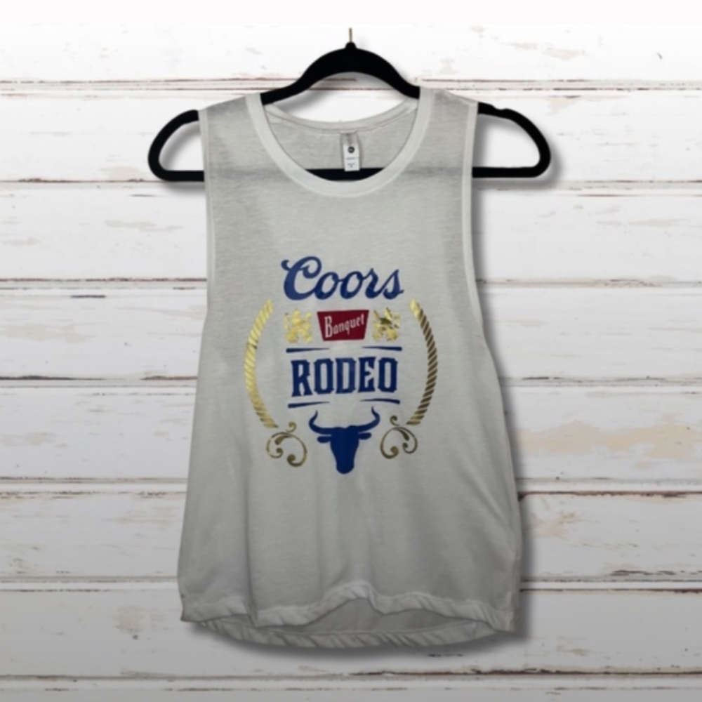 Coors Banquet Rodeo Women's Festival Tank White Next Level Brand NWOT Size S